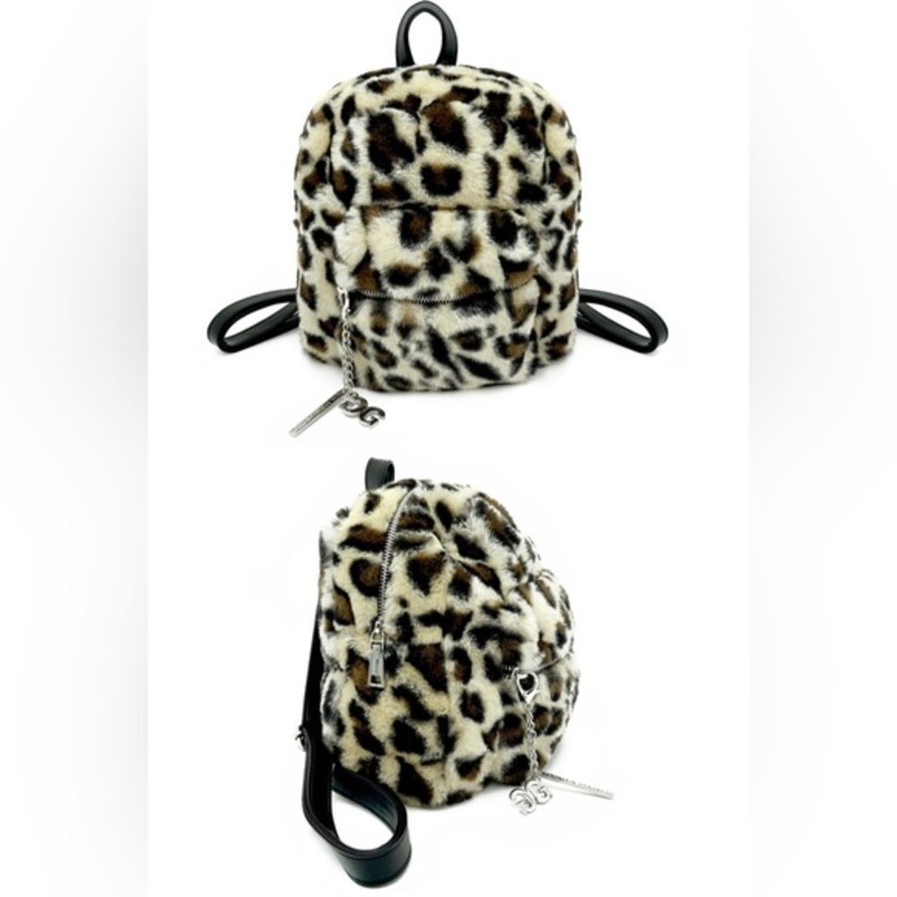 Leopard Print Faux Fur Backpack